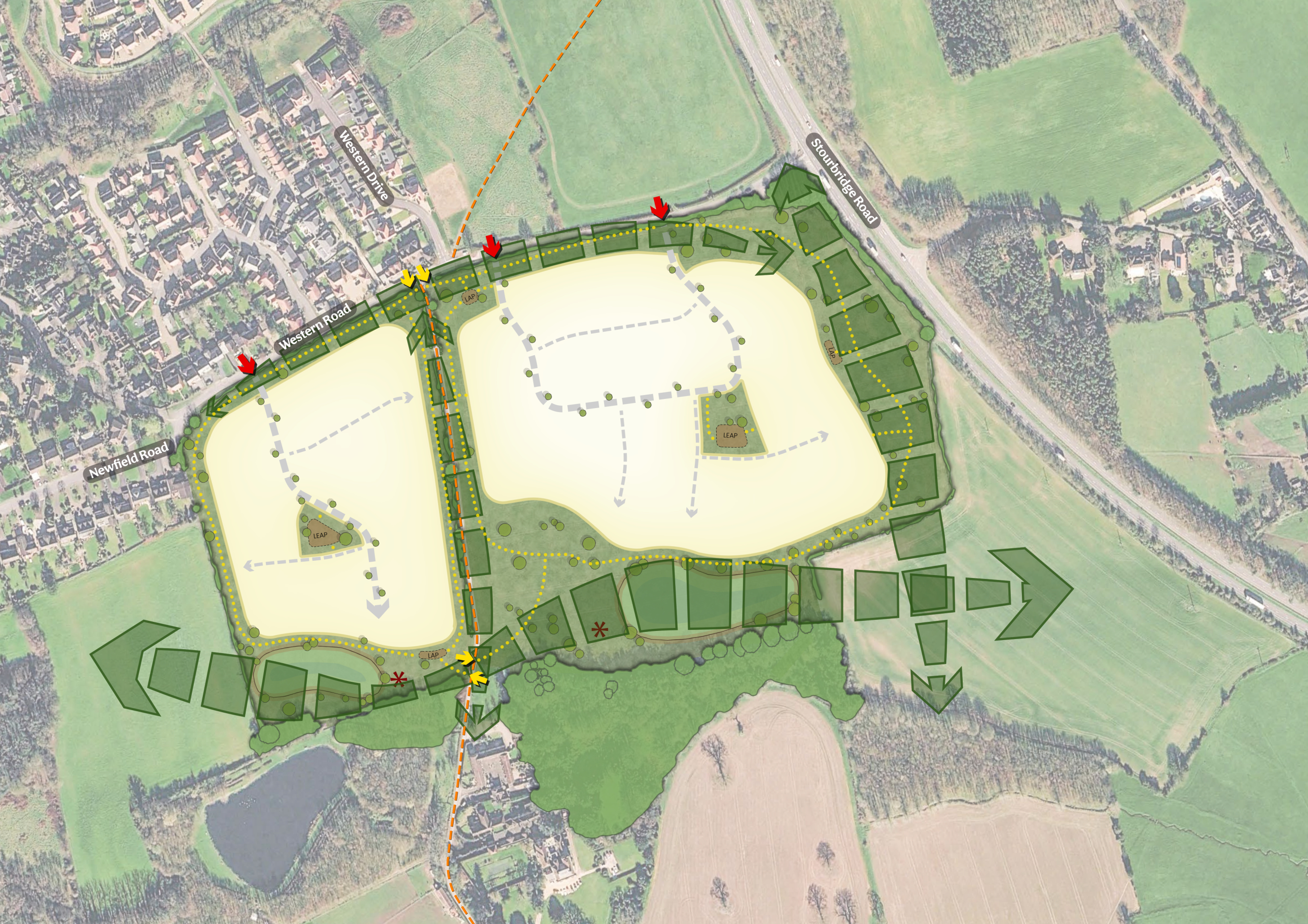 An illustrative plan showing how the new neighbourhood could look